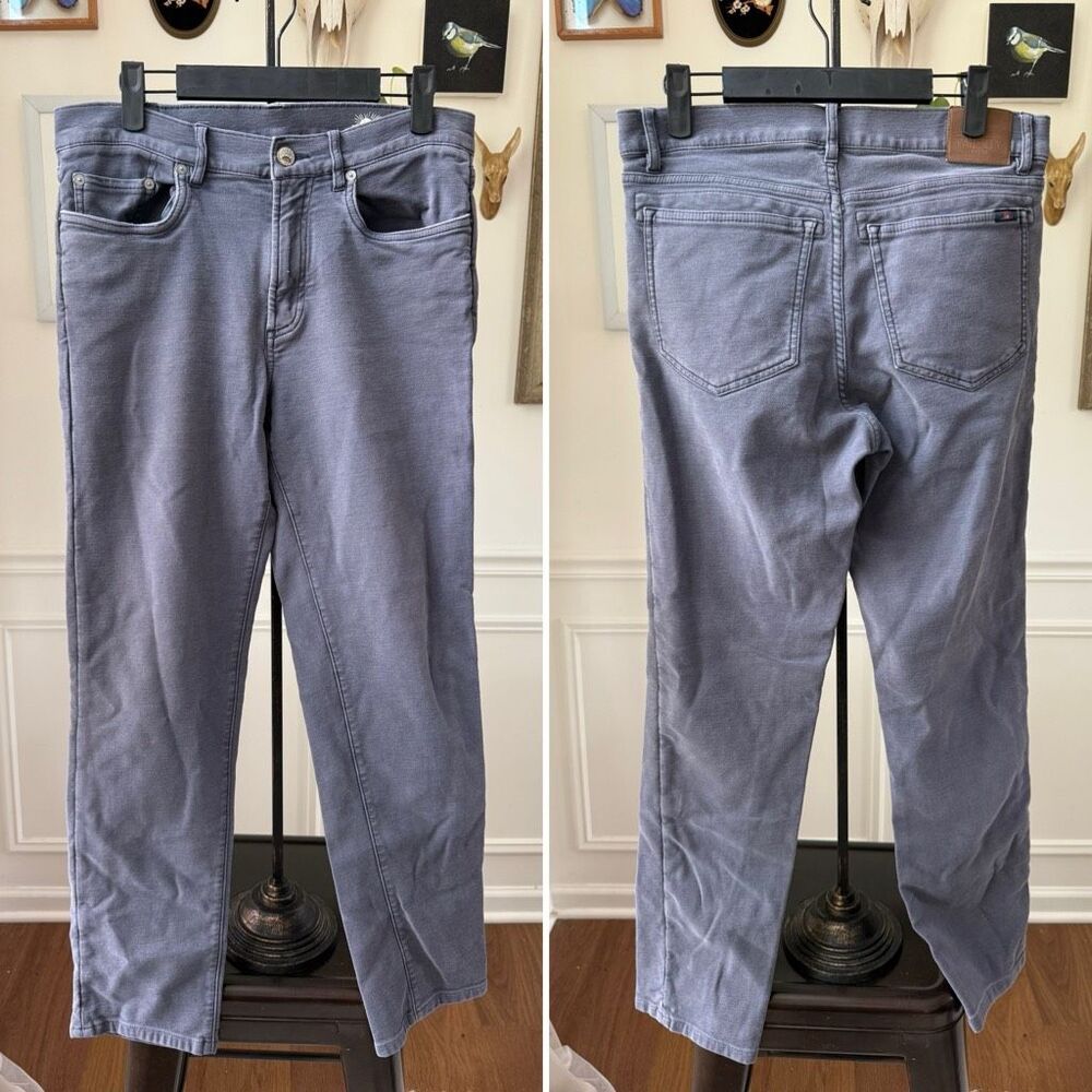 Faherty Stretchy Terry Ankle Pants Jeans Grey $178 31 x 28